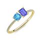 3 - Elyse 6.00 mm Cushion Shape Blue Topaz and 7x5 mm Emerald Shape Tanzanite 2 Stone Duo Ring 