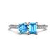 1 - Elyse 6.00 mm Cushion Shape and 7x5 mm Emerald Shape Blue Topaz 2 Stone Duo Ring 