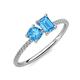 3 - Elyse 6.00 mm Cushion Shape and 7x5 mm Emerald Shape Blue Topaz 2 Stone Duo Ring 