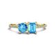 1 - Elyse 6.00 mm Cushion Shape and 7x5 mm Emerald Shape Blue Topaz 2 Stone Duo Ring 