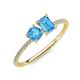 3 - Elyse 6.00 mm Cushion Shape and 7x5 mm Emerald Shape Blue Topaz 2 Stone Duo Ring 