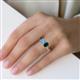 5 - Elyse 6.00 mm Cushion Shape Blue Topaz and 7x5 mm Emerald Shape London Blue Topaz 2 Stone Duo Ring 