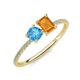 3 - Elyse 6.00 mm Cushion Shape Blue Topaz and 7x5 mm Emerald Shape Citrine 2 Stone Duo Ring 