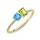 3 - Elyse 6.00 mm Cushion Shape Blue Topaz and 7x5 mm Emerald Shape Peridot 2 Stone Duo Ring 