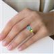 5 - Elyse 6.00 mm Cushion Shape Blue Topaz and 7x5 mm Emerald Shape Peridot 2 Stone Duo Ring 