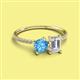 2 - Elyse 6.00 mm Cushion Shape Blue Topaz and 7x5 mm Emerald Shape White Sapphire 2 Stone Duo Ring 
