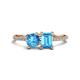 1 - Elyse 6.00 mm Cushion Shape and 7x5 mm Emerald Shape Blue Topaz 2 Stone Duo Ring 