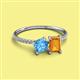 2 - Elyse 6.00 mm Cushion Shape Blue Topaz and 7x5 mm Emerald Shape Citrine 2 Stone Duo Ring 