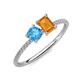 3 - Elyse 6.00 mm Cushion Shape Blue Topaz and 7x5 mm Emerald Shape Citrine 2 Stone Duo Ring 