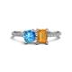 1 - Elyse 6.00 mm Cushion Shape Blue Topaz and 7x5 mm Emerald Shape Citrine 2 Stone Duo Ring 