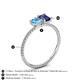 4 - Elyse 6.00 mm Cushion Shape Blue Topaz and 7x5 mm Emerald Shape Iolite 2 Stone Duo Ring 