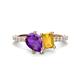 1 - Zahara 9x6 mm Pear Amethyst and 7x5 mm Emerald Cut Citrine 2 Stone Duo Ring 