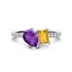 1 - Zahara 9x6 mm Pear Amethyst and 7x5 mm Emerald Cut Citrine 2 Stone Duo Ring 