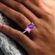 2 - Zahara 9x6 mm Pear Amethyst and 7x5 mm Emerald Cut Lab Created Pink Sapphire 2 Stone Duo Ring 