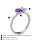 5 - Zahara 9x6 mm Pear Amethyst and IGI Certified 7x5 mm Emerald Cut Lab Grown Diamond 2 Stone Duo Ring 