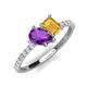 4 - Zahara 9x6 mm Pear Amethyst and 7x5 mm Emerald Cut Citrine 2 Stone Duo Ring 