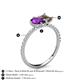 5 - Zahara 9x6 mm Pear Amethyst and 7x5 mm Emerald Cut Smoky Quartz 2 Stone Duo Ring 