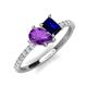 4 - Zahara 9x6 mm Pear Amethyst and 7x5 mm Emerald Cut Lab Created Blue Sapphire 2 Stone Duo Ring 