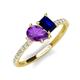 4 - Zahara 9x6 mm Pear Amethyst and 7x5 mm Emerald Cut Lab Created Blue Sapphire 2 Stone Duo Ring 