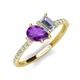 4 - Zahara 9x6 mm Pear Amethyst and IGI Certified 7x5 mm Emerald Cut Lab Grown Diamond 2 Stone Duo Ring 