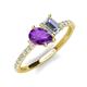 4 - Zahara 9x6 mm Pear Amethyst and 7x5 mm Emerald Cut Forever Brilliant Moissanite 2 Stone Duo Ring 
