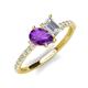 4 - Zahara 9x6 mm Pear Amethyst and 7x5 mm Emerald Cut White Sapphire 2 Stone Duo Ring 