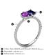 5 - Zahara 9x6 mm Pear Amethyst and 7x5 mm Emerald Cut Lab Created Blue Sapphire 2 Stone Duo Ring 