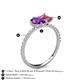 5 - Zahara 9x6 mm Pear Amethyst and 7x5 mm Emerald Cut Pink Tourmaline 2 Stone Duo Ring 