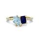 1 - Zahara 9x6 mm Pear Aquamarine and 7x5 mm Emerald Cut Lab Created Blue Sapphire 2 Stone Duo Ring 