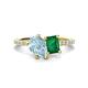 1 - Zahara 9x6 mm Pear Aquamarine and 7x5 mm Emerald Cut Lab Created Emerald 2 Stone Duo Ring 