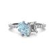 1 - Zahara 9x6 mm Pear Aquamarine and IGI Certified 7x5 mm Emerald Cut Lab Grown Diamond 2 Stone Duo Ring 