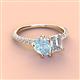 3 - Zahara 9x6 mm Pear Aquamarine and 7x5 mm Emerald Cut Forever Brilliant Moissanite 2 Stone Duo Ring 