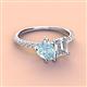 3 - Zahara 9x6 mm Pear Aquamarine and 7x5 mm Emerald Cut Forever One Moissanite 2 Stone Duo Ring 