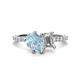 1 - Zahara 9x6 mm Pear Aquamarine and 7x5 mm Emerald Cut Forever One Moissanite 2 Stone Duo Ring 