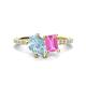 1 - Zahara 9x6 mm Pear Aquamarine and 7x5 mm Emerald Cut Lab Created Pink Sapphire 2 Stone Duo Ring 