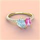3 - Zahara 9x6 mm Pear Aquamarine and 7x5 mm Emerald Cut Lab Created Pink Sapphire 2 Stone Duo Ring 