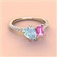 3 - Zahara 9x6 mm Pear Aquamarine and 7x5 mm Emerald Cut Lab Created Pink Sapphire 2 Stone Duo Ring 