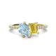 1 - Zahara 9x6 mm Pear Aquamarine and 7x5 mm Emerald Cut Lab Created Yellow Sapphire 2 Stone Duo Ring 