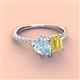 3 - Zahara 9x6 mm Pear Aquamarine and 7x5 mm Emerald Cut Lab Created Yellow Sapphire 2 Stone Duo Ring 