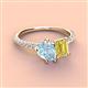 3 - Zahara 9x6 mm Pear Aquamarine and 7x5 mm Emerald Cut Lab Created Yellow Sapphire 2 Stone Duo Ring 
