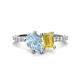 1 - Zahara 9x6 mm Pear Aquamarine and 7x5 mm Emerald Cut Lab Created Yellow Sapphire 2 Stone Duo Ring 