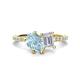 1 - Zahara 9x6 mm Pear Aquamarine and 7x5 mm Emerald Cut White Sapphire 2 Stone Duo Ring 