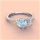 3 - Zahara 9x6 mm Pear Aquamarine and 7x5 mm Emerald Cut White Sapphire 2 Stone Duo Ring 