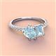 3 - Zahara 9x6 mm Pear and 7x5 mm Emerald Cut Aquamarine 2 Stone Duo Ring 