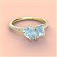 3 - Zahara 9x6 mm Pear and 7x5 mm Emerald Cut Aquamarine 2 Stone Duo Ring 