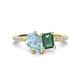 1 - Zahara 9x6 mm Pear Aquamarine and 7x5 mm Emerald Cut Lab Created Alexandrite 2 Stone Duo Ring 