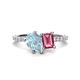 1 - Zahara 9x6 mm Pear Aquamarine and 7x5 mm Emerald Cut Pink Tourmaline 2 Stone Duo Ring 