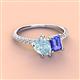 3 - Zahara 9x6 mm Pear Aquamarine and 7x5 mm Emerald Cut Tanzanite 2 Stone Duo Ring 