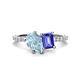 1 - Zahara 9x6 mm Pear Aquamarine and 7x5 mm Emerald Cut Tanzanite 2 Stone Duo Ring 