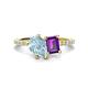 1 - Zahara 9x6 mm Pear Aquamarine and 7x5 mm Emerald Cut Amethyst 2 Stone Duo Ring 